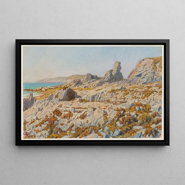 Pors Lonnec Strike, low tide, Morgat - Henri Rivière — framed artwork on a wall