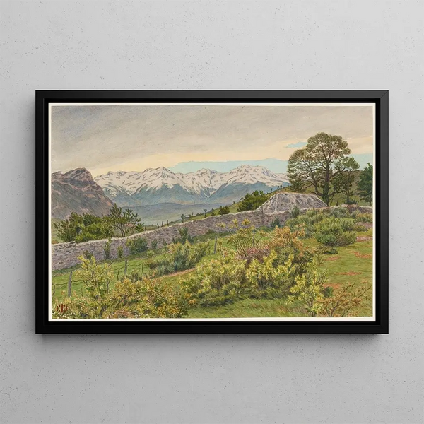 Morning Gray over the Alps Barberaz - Henri Rivière — framed artwork on a wall