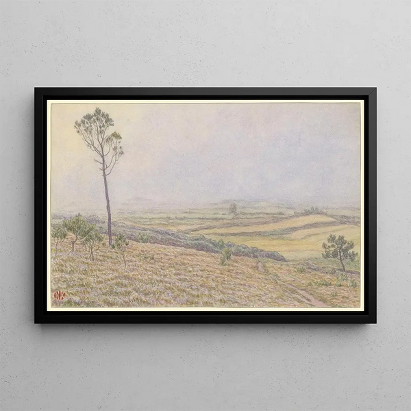 Morgat landes de Lequiffiniec dans la brume - Henri Rivière — framed artwork on a wall