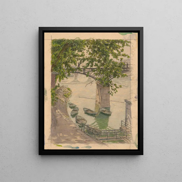 Paris Quai de Seine - Henri Rivière — framed artwork on a wall
