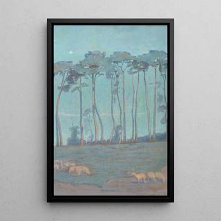 Henri Rivire - Paysage bleu aux moutons.webp