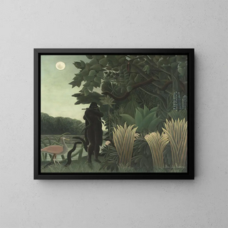 The snake charmer - Henri Rousseau — framed artwork on a wall
