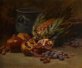 Still life with pomegranates and a pineapple - Henri Saintin — artwork view