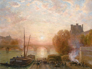 Paris, the Seine and the Louvre at sunset - Henri Zuber — artwork view