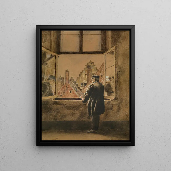 L'homme à la fenêtre - Henri de Braekeleer — framed artwork on a wall
