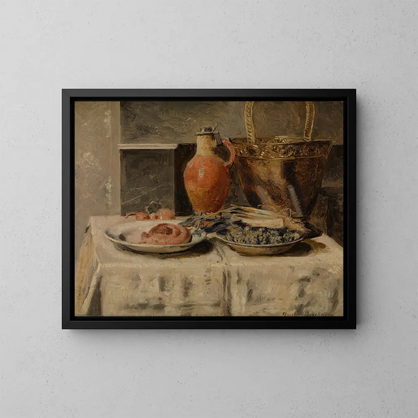 Nature morte avec un pot - Henri de Braekeleer — framed artwork on a wall
