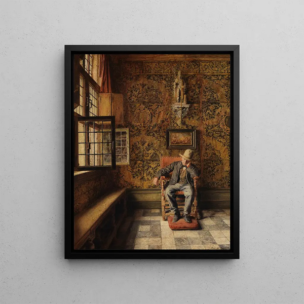 L'homme sur la chaise - Henri de Braekeleer — framed artwork on a wall