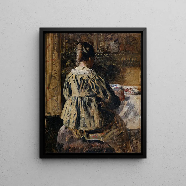 The Meal or the Woman seen from behind - Henri de Braekeleer — framed artwork on a wall