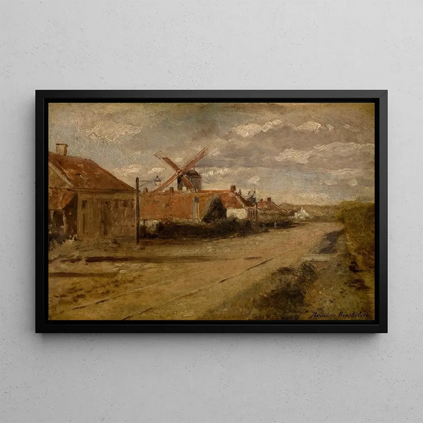 The Mill at Kiel - Henri de Braekeleer — framed artwork on a wall
