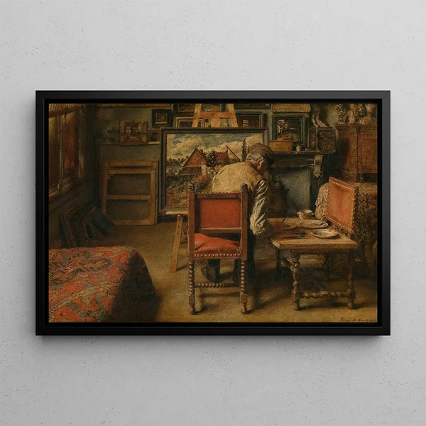 The Retoucher - Henri de Braekeleer — framed artwork on a wall