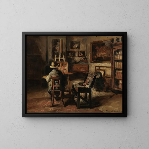 L'atelier de Ferdinand De Braekeleer I, père du peintre - Henri de Braekeleer — framed artwork on a wall