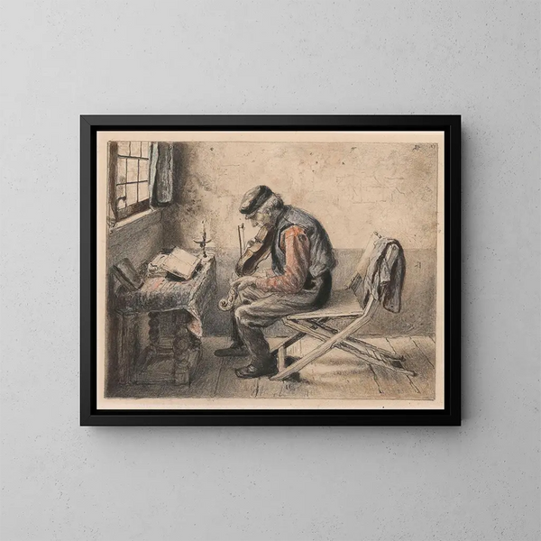 The Violin Player - Henri de Braekeleer — framed artwork on a wall