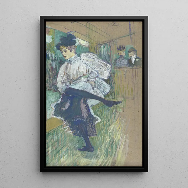Jane Avril dancing - Henri de Toulouse-Lautrec — framed artwork on a wall