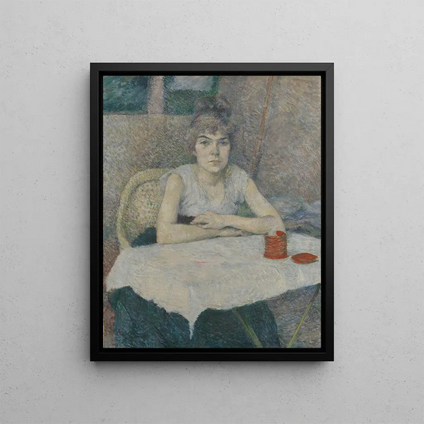 Young woman at a table Poudre de riz - Henri de Toulouse-Lautrec — framed artwork on a wall