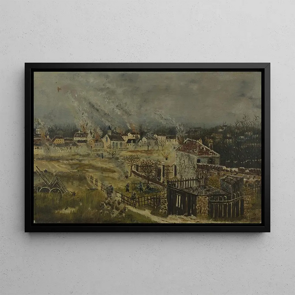 Battle of Champigny Episode of the Franco-Prussian War 1870 - Henri Émilien Rousseau — framed artwork on a wall