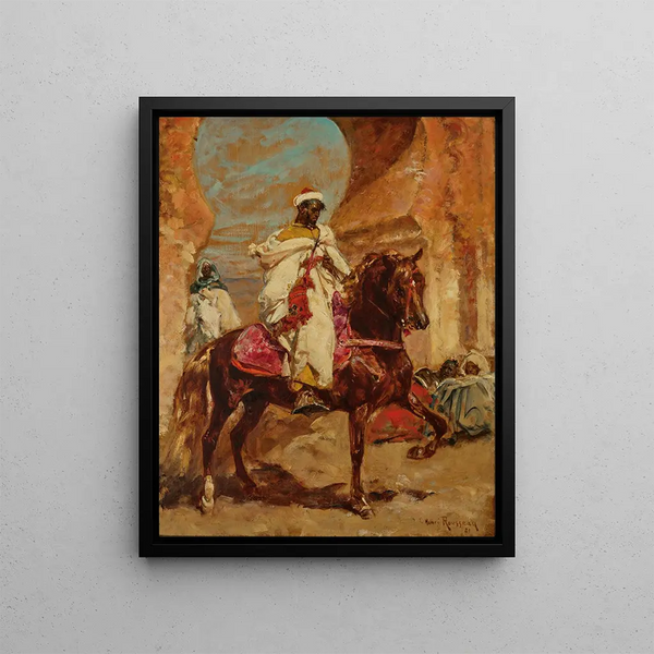 Arab Cavalier - Henri Émilien Rousseau — framed artwork on a wall