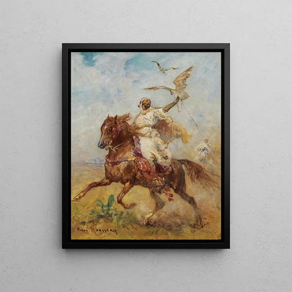 The falconer - Henri Émilien Rousseau — framed artwork on a wall