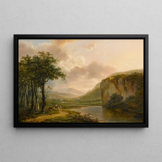 Figures sur un chemin de campagne - Henri van Assche — framed artwork on a wall