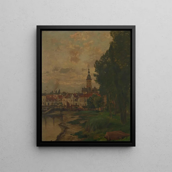 A view of Thames - Henri van der Hecht — framed artwork on a wall