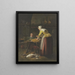 Woman and child in the kitchen with carrots and poultry - Henricus Franciscus Wiertz — framed artwork on a wall
