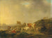 River landscape painting with cattle herders - Henricus Josephus Antonissen — artwork view