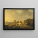 River landscape painting with cattle herders - Henricus Josephus Antonissen — framed artwork on a wall