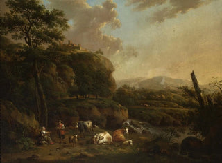 Mountain landscape with shepherds - Henricus Josephus Antonissen — artwork view