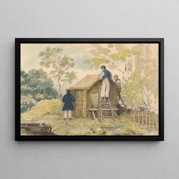 Construction of a playhouse for son Viktor - Henriette Odescalchi — framed artwork on a wall