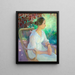 Exterior garden painting with a woman sitting in a light dress - Henrik Schouboe — framed artwork on a wall
