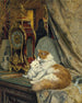 a cat and her kitten with a support clock - Henriette Ronner-Knip — artwork view