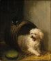 a puppy in a barrel - Henriette Ronner-Knip — artwork view