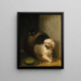 a puppy in a barrel - Henriette Ronner-Knip — framed artwork on a wall