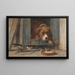 Chat espionnant des oiseaux près d'un chien endormi - Henriette Ronner-Knip — framed artwork on a wall