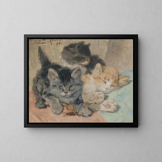 Three kittens - Henriette Ronner-Knip — framed artwork on a wall