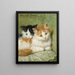 Two kittens sitting on a cushion - Henriette Ronner-Knip — framed artwork on a wall
