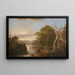 Extended landscape painting along the Hudson River with a castle in the distance - Henry Ary — framed artwork on a wall
