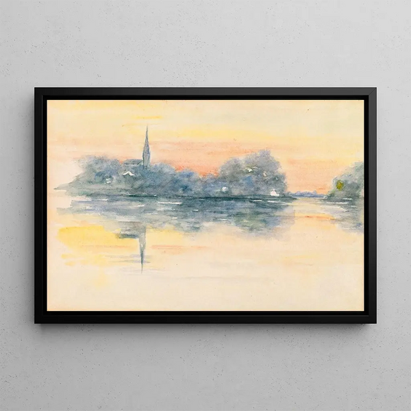 Church and Lake - Henry Bacon — framed artwork on a wall