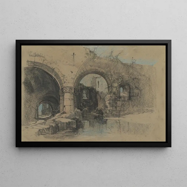 a ruined castle - Henry Bright — framed artwork on a wall
