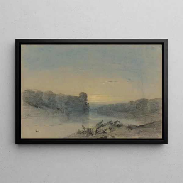 The lake at Holkham, Norfolk - Henry Bright — framed artwork on a wall
