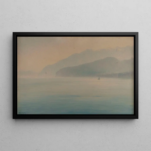 Côte de Sorrente, blue and silver - Henry Brokman — framed artwork on a wall