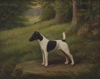 Paddock Paprika, a terrier in a landscape - Henry Crowther — artwork view