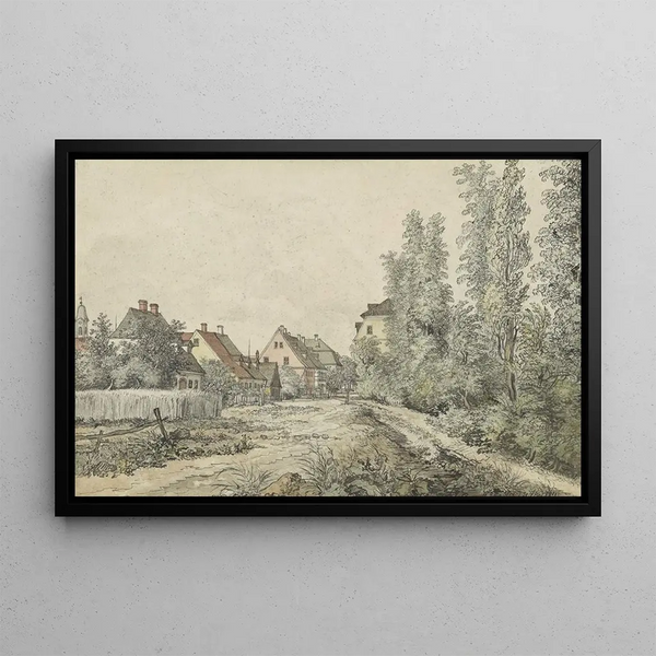 Village Path with Houses - Henry Edridge — framed artwork on a wall