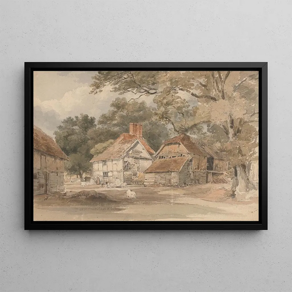 Farm Buildings among Trees - Henry Edridge — framed artwork on a wall