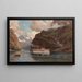 Landscape painting of a fjord with passenger ship - Henry Enfield — framed artwork on a wall