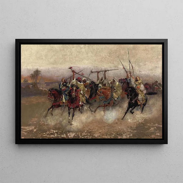 Arab Cavaliers Galloping - Henry Enrico Coleman — framed artwork on a wall