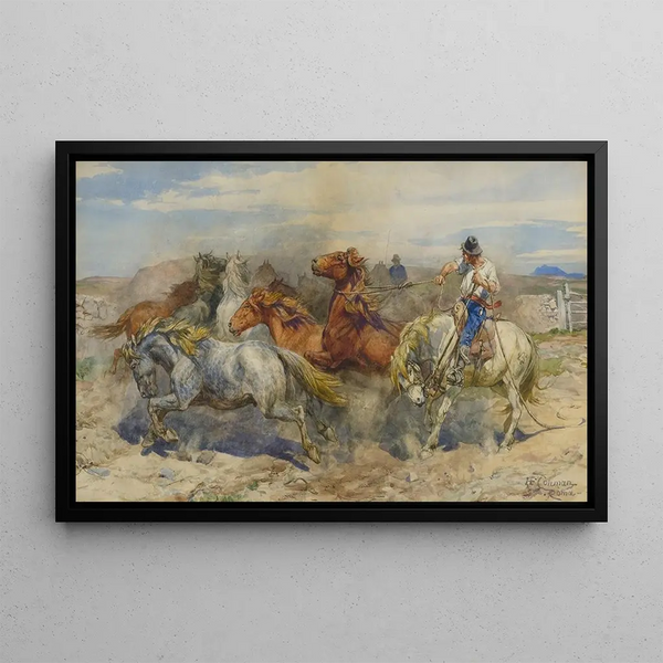 Separating a Stallion - Henry Enrico Coleman — framed artwork on a wall