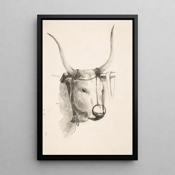 Head of a Bull - Henry Ericsson — framed artwork on a wall
