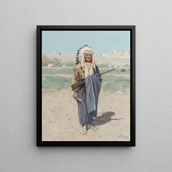 Indian Chief Painting - Henry Farny — framed artwork on a wall