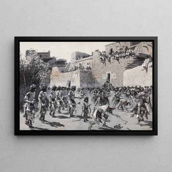 The Snake Dance of the Moqui Indians - Henry Farny — framed artwork on a wall