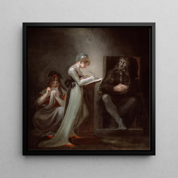 Milton dictating to his daughter - Henry Fuseli — framed artwork on a wall